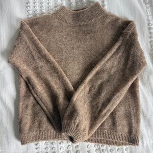 Banana Republic Wool/Alpaca Crewneck Balloon Sleeve Sweater in Sand Beige, XS